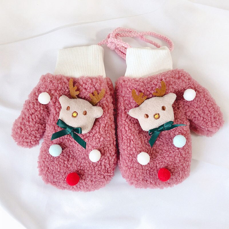 de un bebé de punto cálido para invierno guantes para chicas y chicos niños Patchwork mitones para el exterior guantes de lana al por mayor: MR