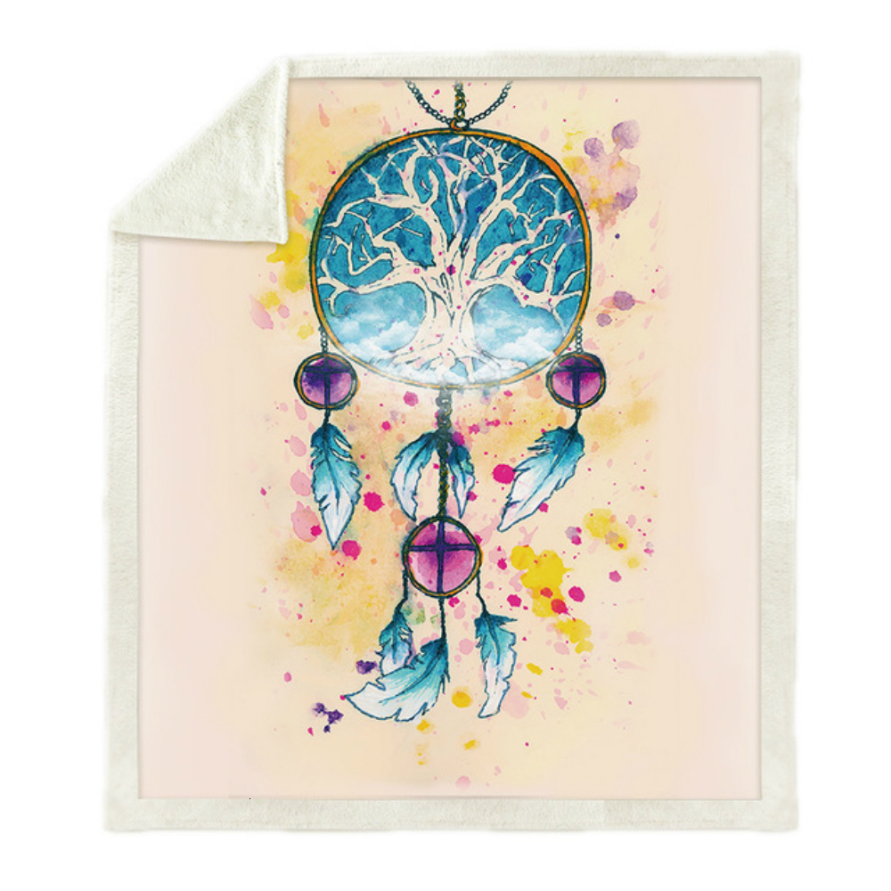 Throw Blanket 3D Printed Dream Catcher Velvet Plush Sofa Blanket Soft Sherpa Fleece Bedspread Microfiber Couch Cover Warm Manta