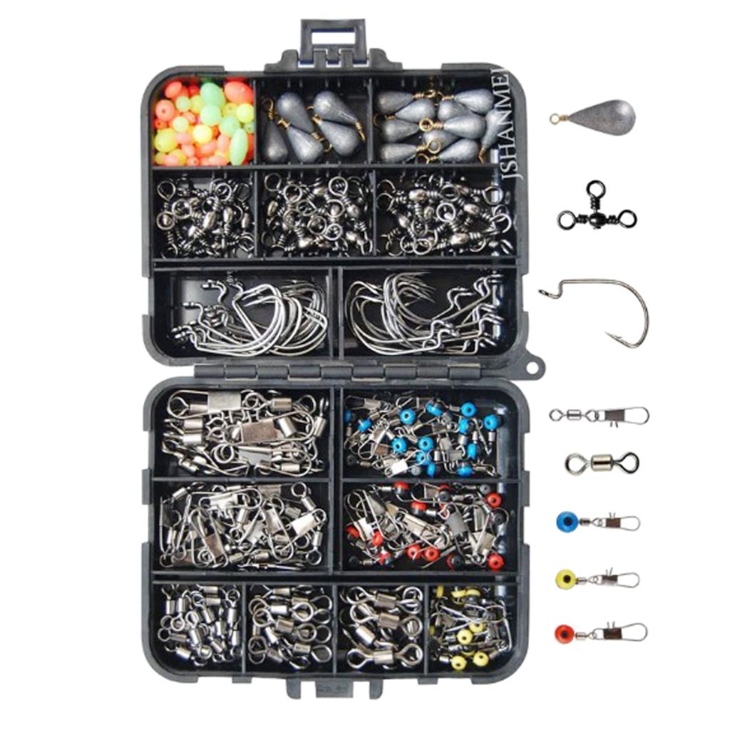 160/187pcs Fishing Accessories Kit Jig Hooks Fishing Equipment Accessories Set for Freshwater Saltwater with Tackle Box: 160Pcs