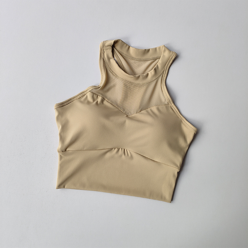 Komplementære bryster samlende sportsundertøy dame sexy bh-er mesh hurtigtørkende treningsvest yogadress utvendig bruk: Xl / Fersken rødme