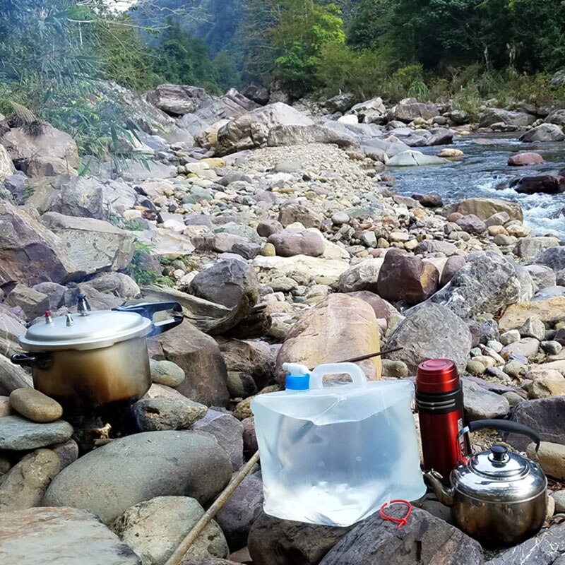 Recipiente de agua plegable de buena salud, jarra de almacenamiento de agua para Camping con espita plegable para exteriores