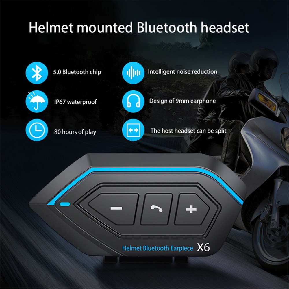 Oreillette Bluetooth X6 pour moto, câble Flexible, – Grandado