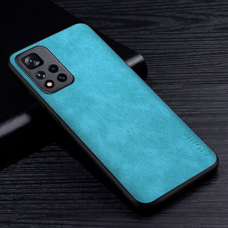 Étui en cuir PU de supérieure pour Xiaomi Redmi Note 11 Pro Plus 5G, housse de couleur unie résistante aux rayures pour Xiaomi Redmi Note 11S: PVC / Bleu