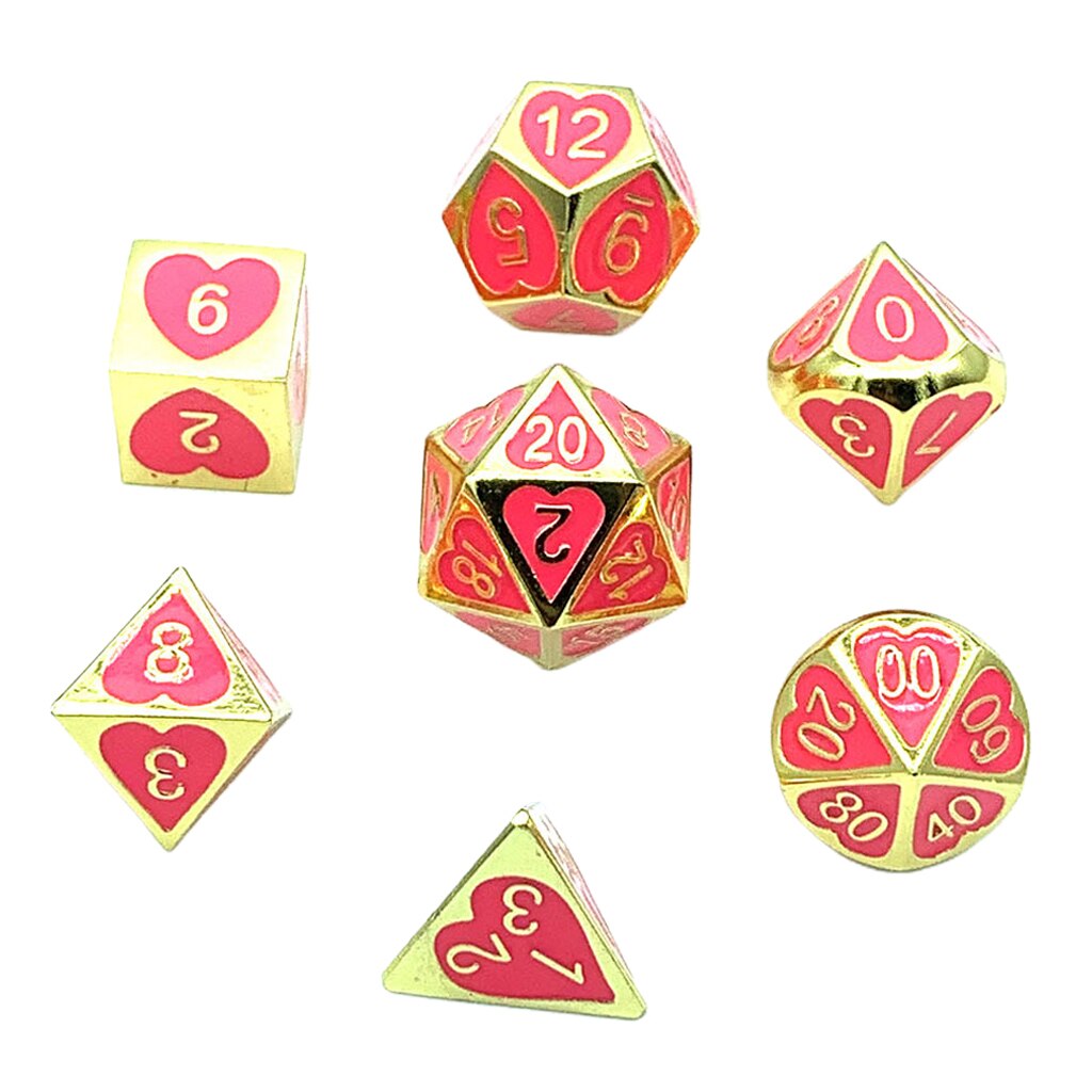 7 Stks/set Solide Metalen Multi Side Cijfer D4 D6 D8 D10 D12 D20 Board Game Dice Set Voor Party Casino board Game: 08