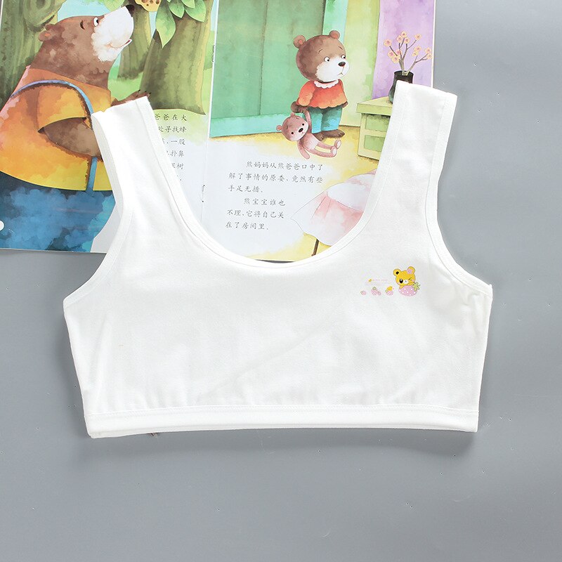 Junior High School Studenten Dubbele Laag Puur Katoen Studenten Beha Vest: WHITE