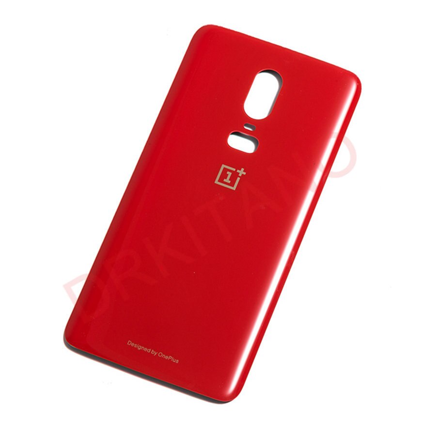 Cubierta de vidrio trasero para Oneplus 6 6T, cubierta de batería One Plus 6T, carcasa de puerta trasera, Panel de vidrio trasero Oneplus 6, cubierta de vidrio trasero + lente de cámara: 6-Red No Lens