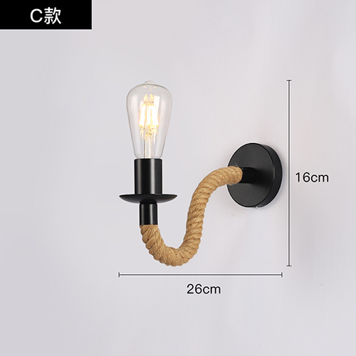 Væglampe i hampereb retrolampe indendørs væglampe loft industriel amerikansk stil  e27 110v 220v værelsesindretning væglampe: Grøn