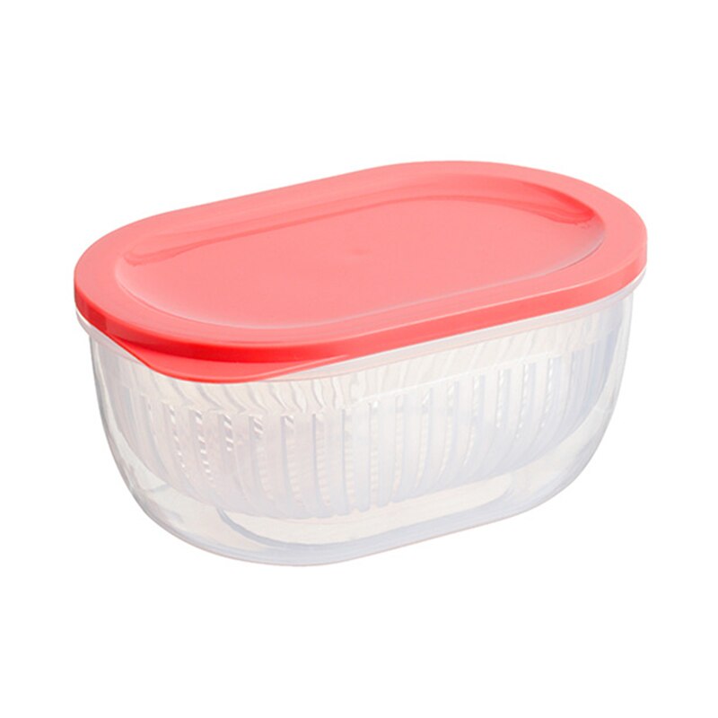 Green Onion Crisper Kitchen Ginger Garlic Storage Box Refrigerator Fruit Portable Square Freshness Preservation Drain Seal Box: pink
