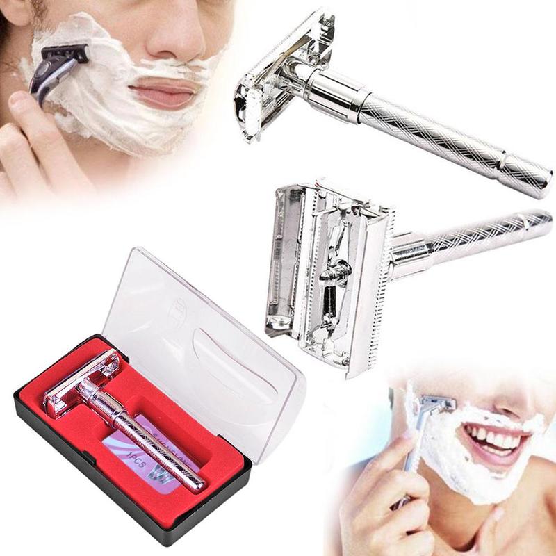 Manual Beard Shaver Traditional Style Men Face Care Safety Shave Stainless Blade Steel Smooth Tool Razor W2V0
