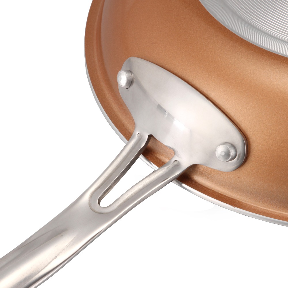 Non-stick Copper Frying Pan with Ceramic Coating and Induction cooking,Oven &amp; Dishwasher safe 22/24/26/28cm Choose