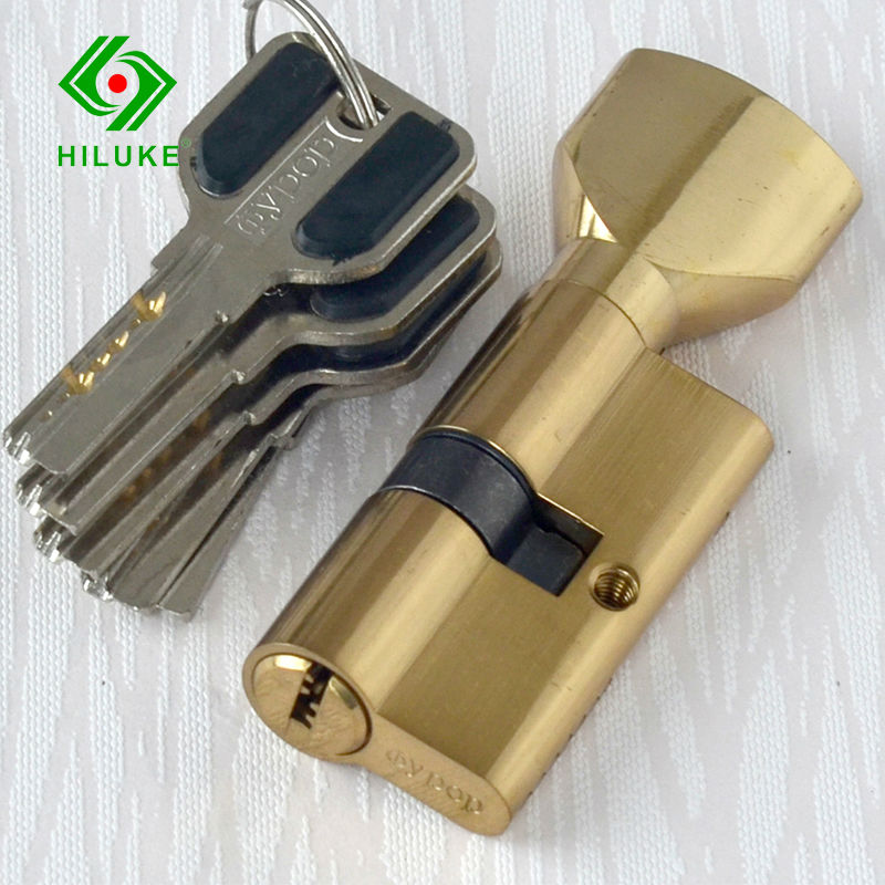 60mm messing cylinder 5 stk computer messing nøgle med knap enkelt åben stil euroe standard dørlås