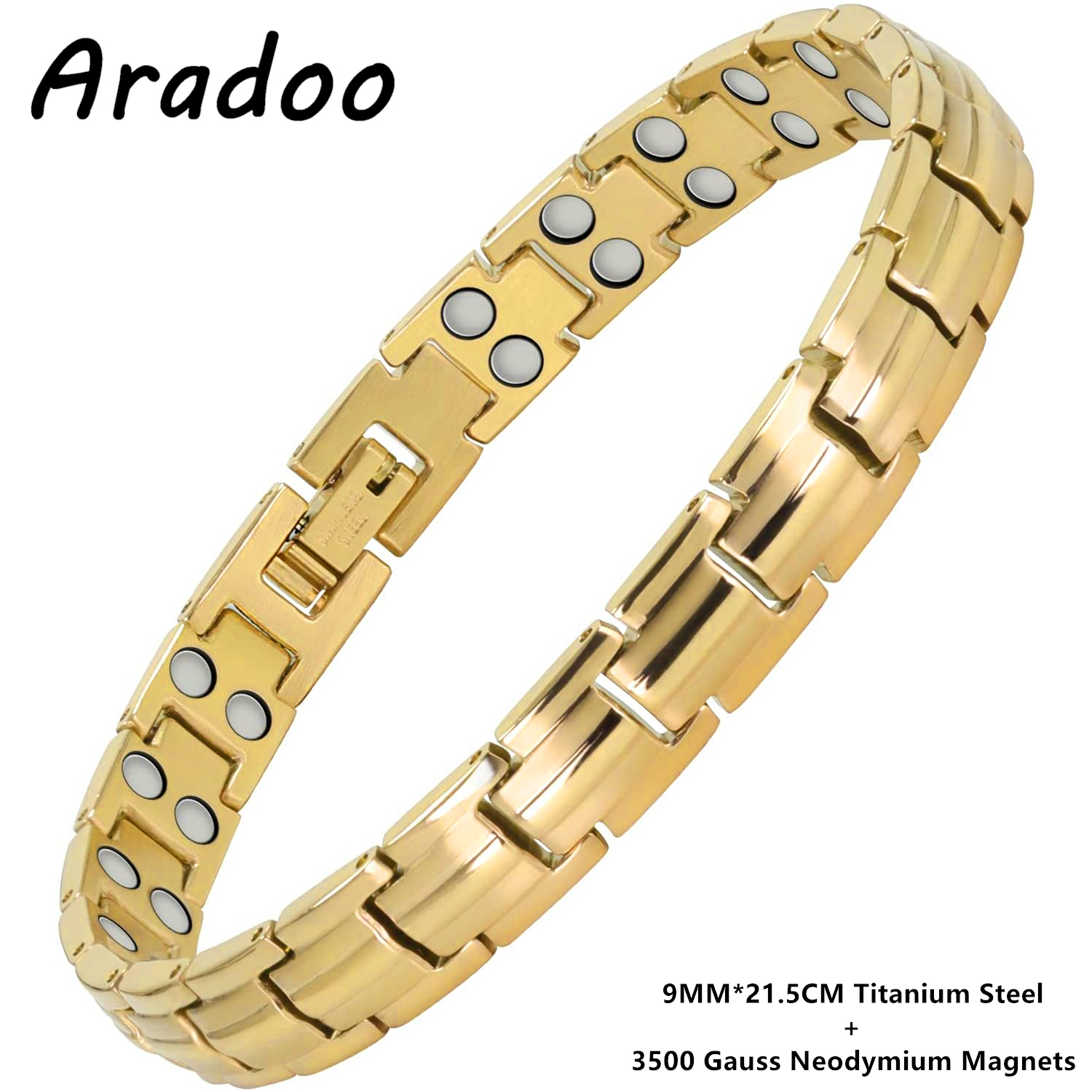 ARADOO Preumium Zuiver Koper Armband voor Mannen Vrouwen Dubbele Rij Magnetische Therapie Polsband Sieraden: VERMEIL