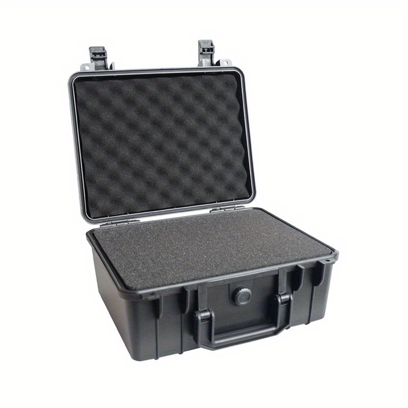1pc Safety Instrument Tool Box, 280x240x130mm, PP Plastic Storage Toolbox Equipment Tool Case, Outdoor Suitcase With Foam Inside