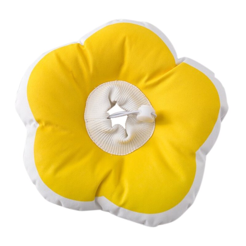 Pet Cone Adjustable Protective Wound Healing Cone After Surgery Cute Flower for Pet Owner Durable for Dog: Yellow-S