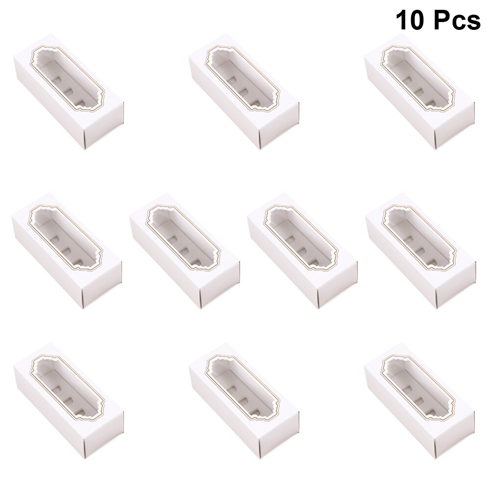 Papier Macaron Doos Taart Doos Met Venster Papier Verpakking Doos Bitterkoekje Verpakking Dessert Transparante Macaron Verpakking Dozen: 10pcs