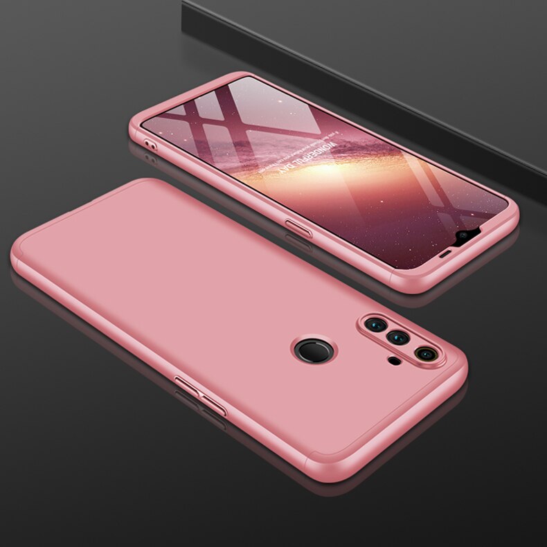 Per OPPO Realme C3 Caso Duro Ibrido PC 360 Full Body Cassa Del Telefono di Protezione Della Copertura Posteriore per OPPO Realme C3 fundas Coque: pink