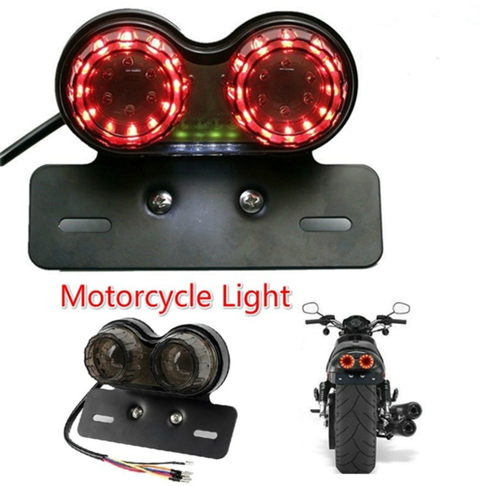 1Pcs Universele Accessoires Motorfiets LED Twin Dual Tail Knipperlichten Brake Kenteken Integrated Light Voor Harley Davidsion