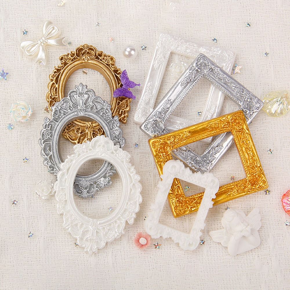 Multi-purpose DIY Resin Photo Frame Rustic Miniature Mini Mirror Props 3D Mirror Small Model Jewelry Accessories