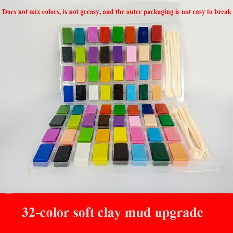 32 Colors Polymer Clay Light Soft Clay DIY Soft Molding Craft Oven Baking Clay Blocks Birthday for Kids Adult Safe Colorful