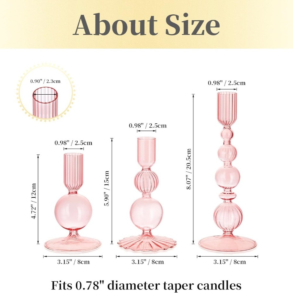 3 pçs castiçais de vidro castiçais cônicos de vidro groovy ondulado elegante vela vara para decoração de festa em casa