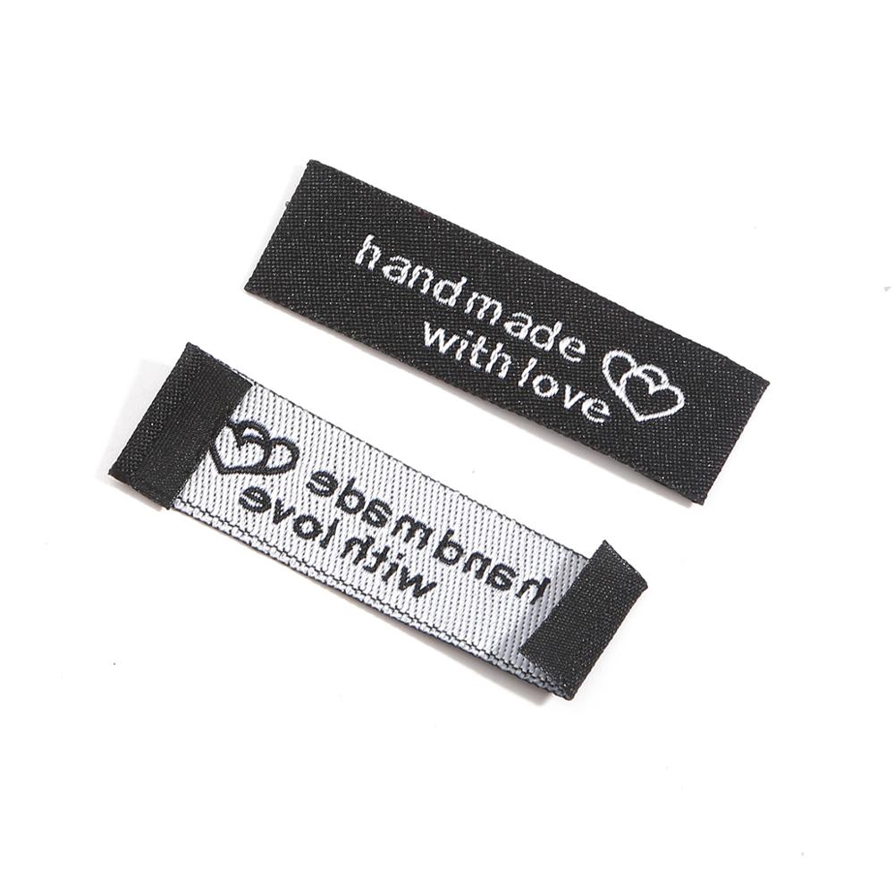 Etiqueta multicolor artesanal de pano com 20 lâmpadas, 50x15mm etiqueta de roupa etiqueta de impressão acessórios para artesanato costura faça você mesmo: Black