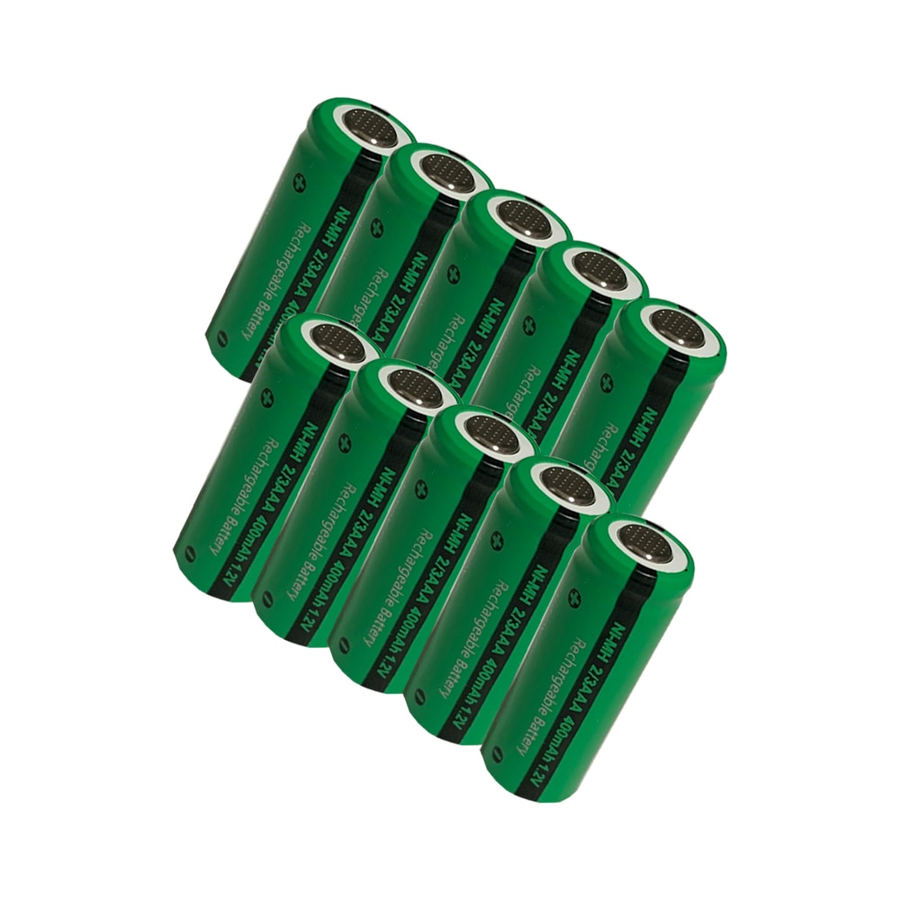 10 stuks oplaadbare ni-mh-batterijen 2/3 aaa 1.2v 400 mah platte vervanging voor zonnebloemen, afstandsbediening en tuinverlichting