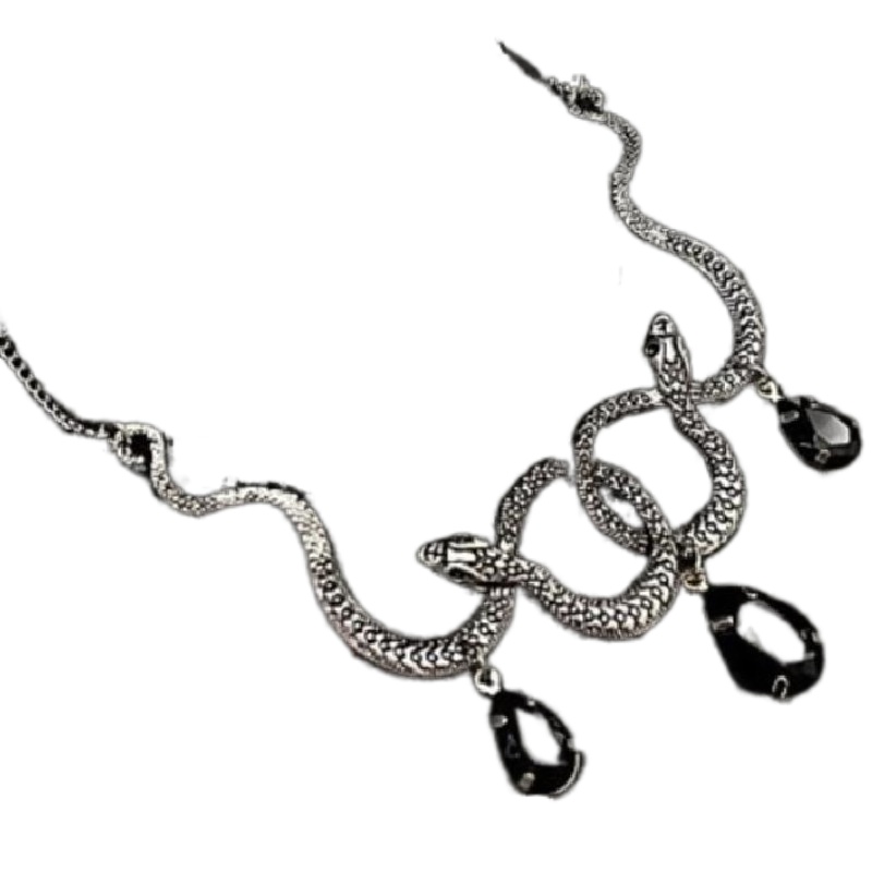 Goth entrelacé serpent goutte d'eau cristal collier gothique Punk bijoux déclaration fête Grunge pendentif sorcière charme