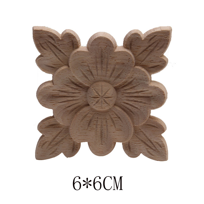 Hout Applique Onlay Hout Decal Hout Beeldjes Houten Gesneden Decor Unpainted Grote Kroon Laat Ovale Bloem Meubels Deuren Thuis: B70-3