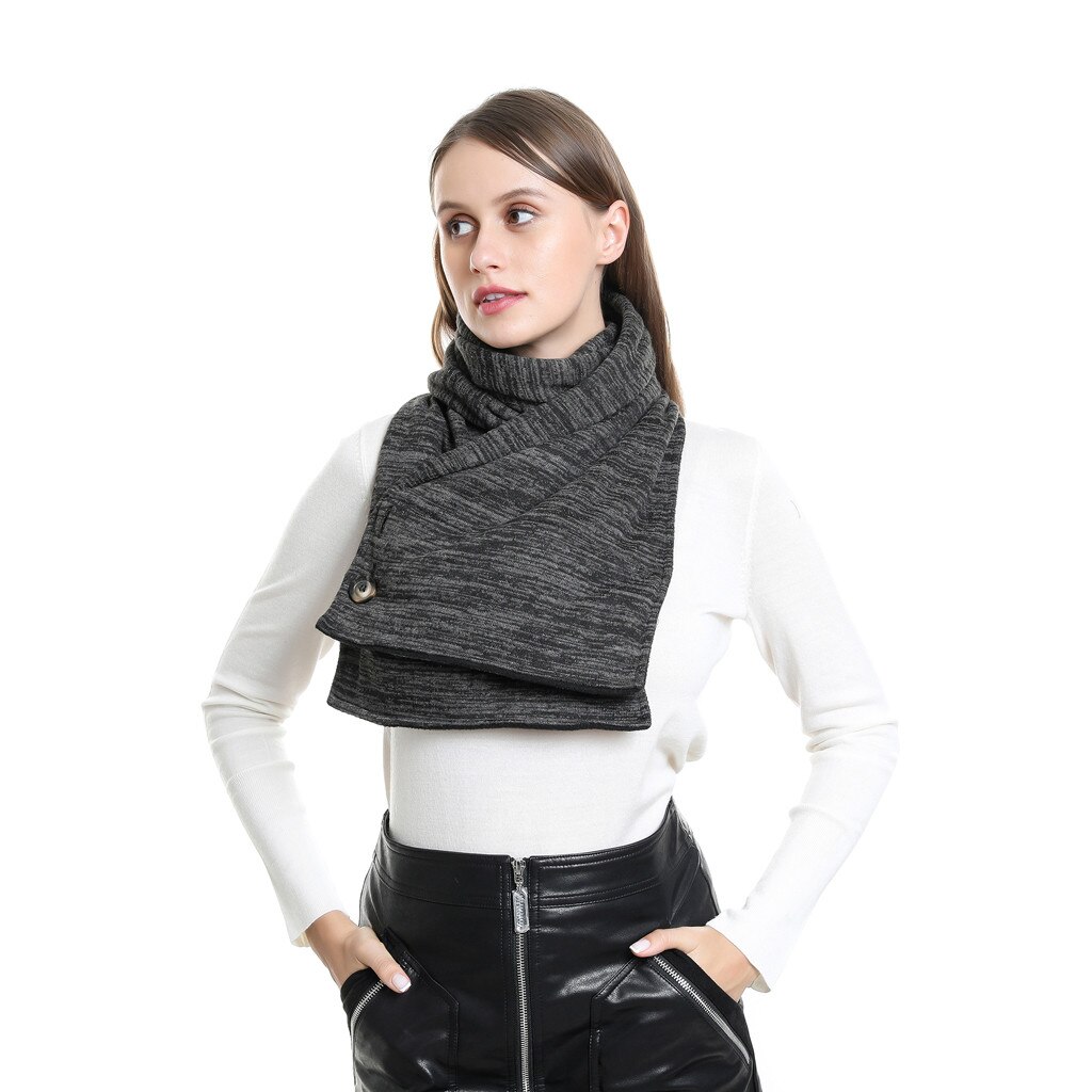 4# Winter Women Solid Scarf Retro Imitation Cashmere Snood Scarf Soft Wrap Casual Multifunctional Warm Scarves Shawls: BK