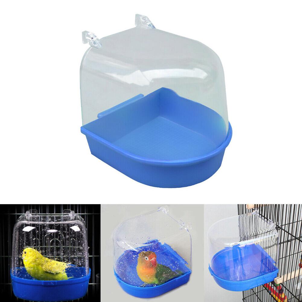 Pet Hanging Water Bath Tub For Small Bird Parrots Shower Cage