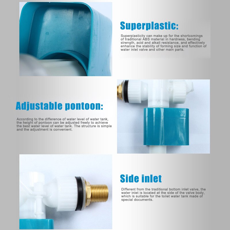 Side Entry Toilet Inlet Valve Cistern Fittings G1/2 Adjustable Float Filling Valves Bathroom Fixture Replacement Parts-40