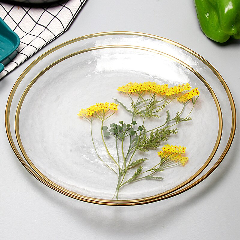 Hjemme håndmalede blomster glas tallerkener sæt frugt tallerken stue salat personlighed moderne koldt mønster western tallerken