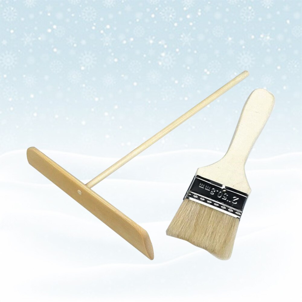 2PCS Useeful Practical Pancake Cooking Utensils Pancake Artifact Gadgets Pancake Spreader Wool Brush Set for Restaurant Home