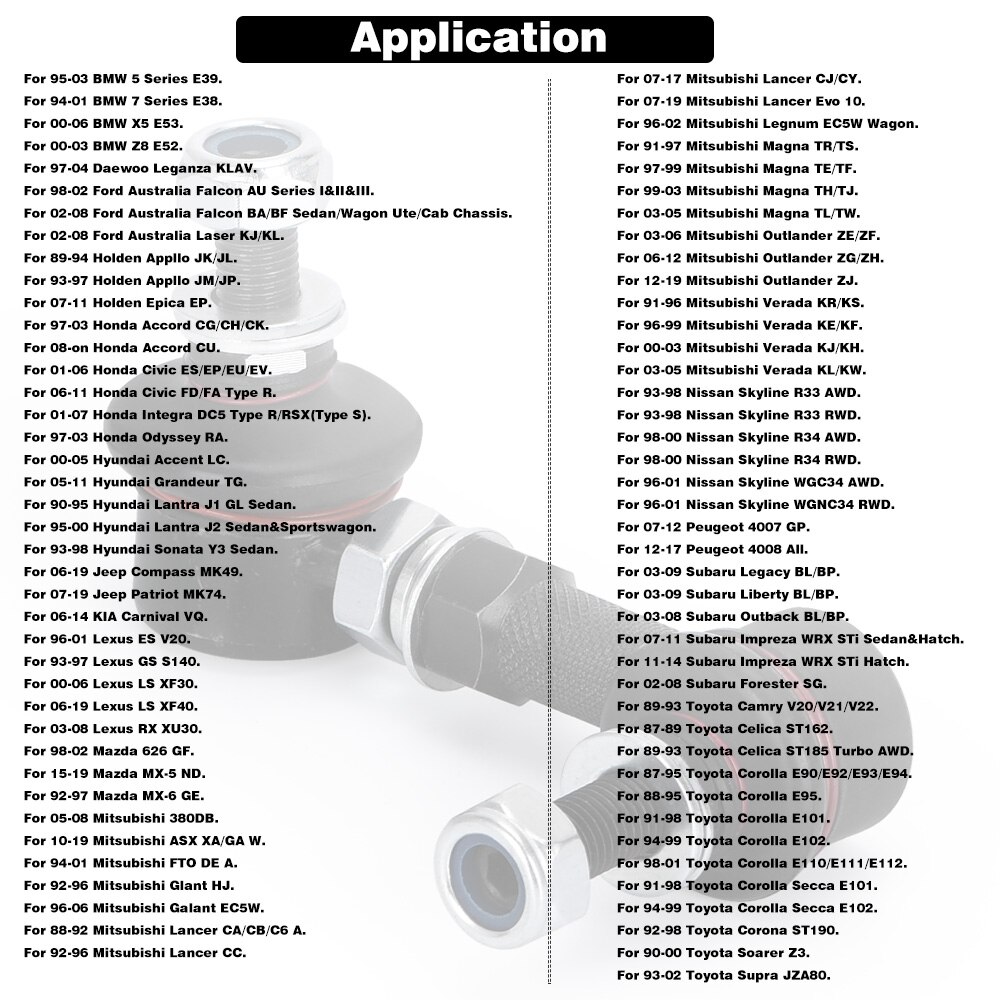 75mm-85mm Ball Joint Adjustable Sway Bar End Link For BMW 5 7 Series X5 Honda Civic ES/EP/EU/EV Subaru Impreza WRX STi HT-SEL01