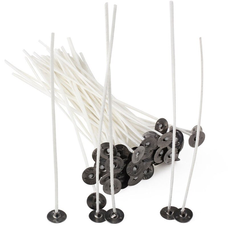 Mechas para velas para fabricación de velas, 100 unidades, bajo humo, 6 ", preencerado y núcleo de algodón Natural, mecha encerada con servidor hecho a mano