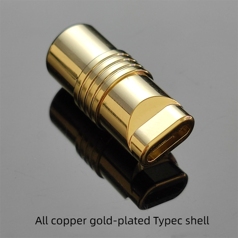 DIY lightning data cable accessories pure copper shell type c charging head gold plated quick charging plug USB connector: Blue