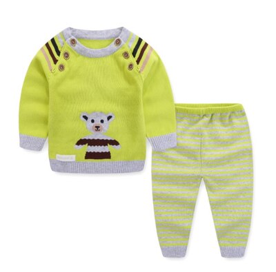 Cute cartoon pattern warm thick sweater: Green / 9M