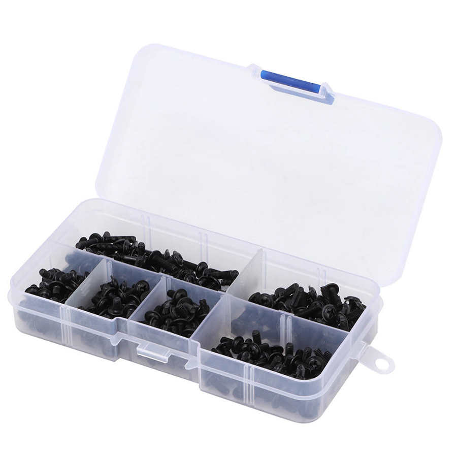 300pcs M3 Round with Washer Carbon Steel Screw Assortment Set