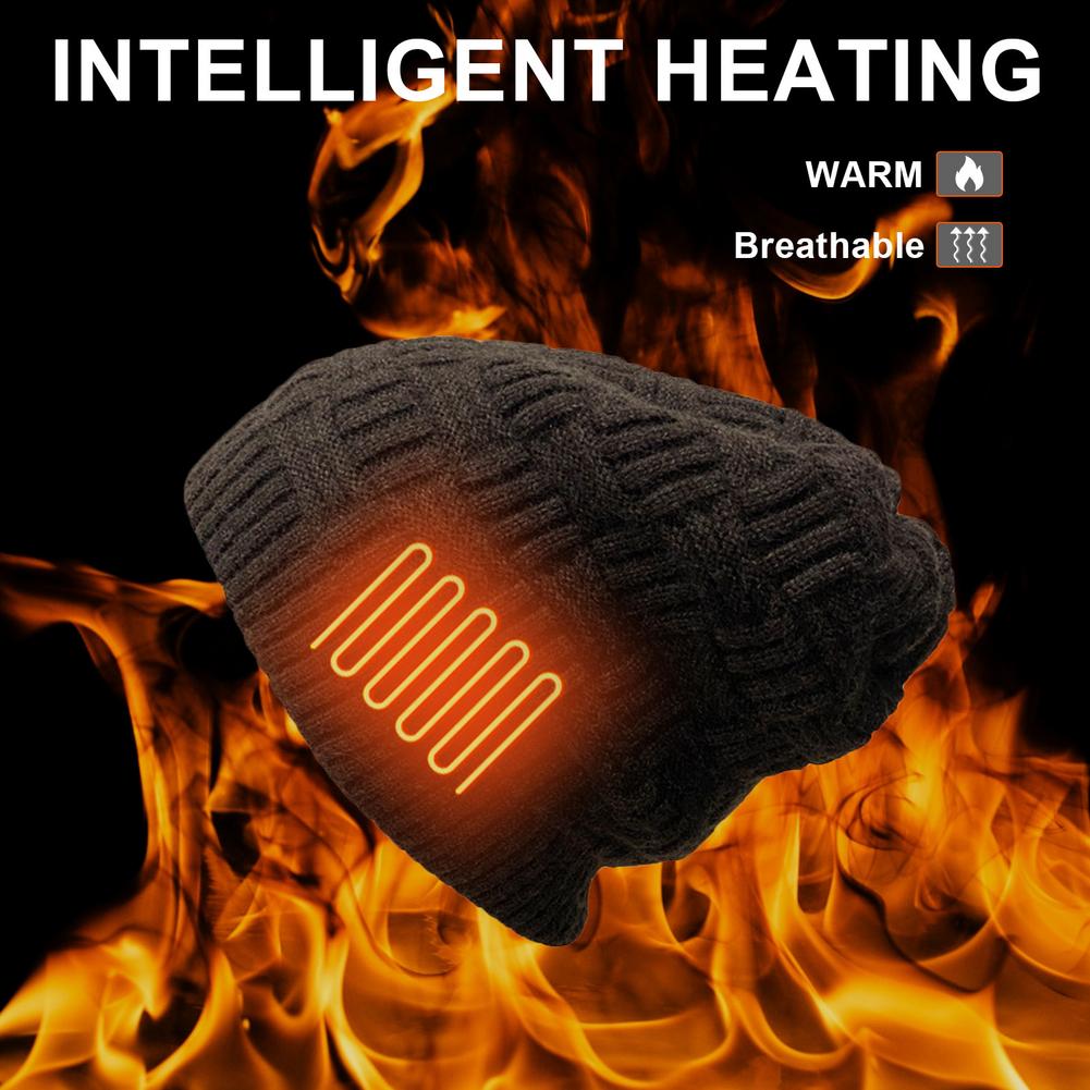 Washable Heated Hat Battery Heated Beanie Hat Electric Rechargeable Warm Winter Heated Fleece Cap Balaclava
