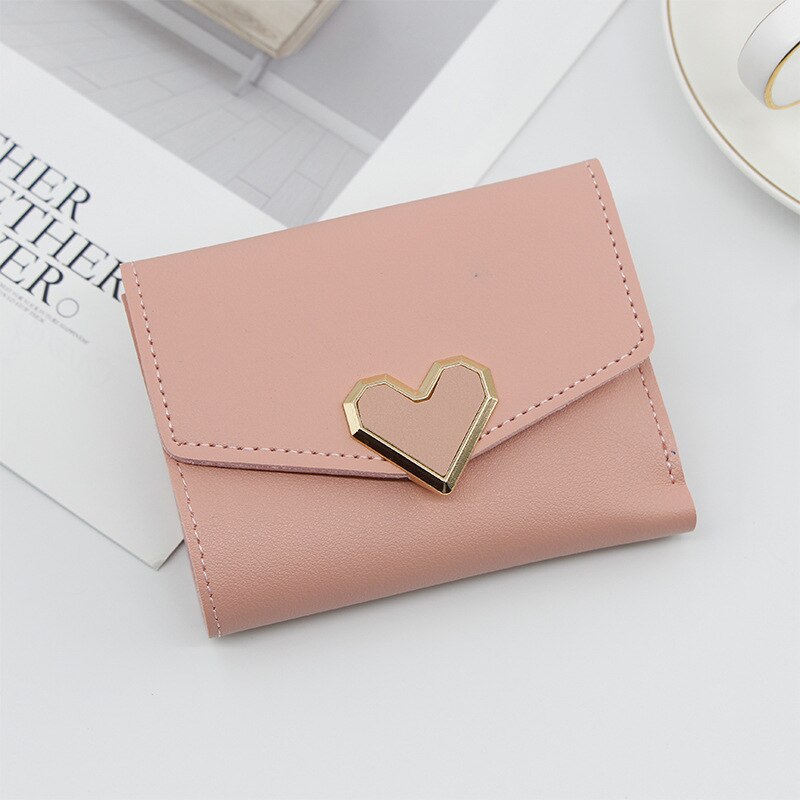 Kleine Vrouwen Portemonnee Leuke Dames Portemonnee PU Lederen Vrouwen Portefeuilles voor ID Bankkaart Verandering Clutch Bag Rood zwart Roze: Roze