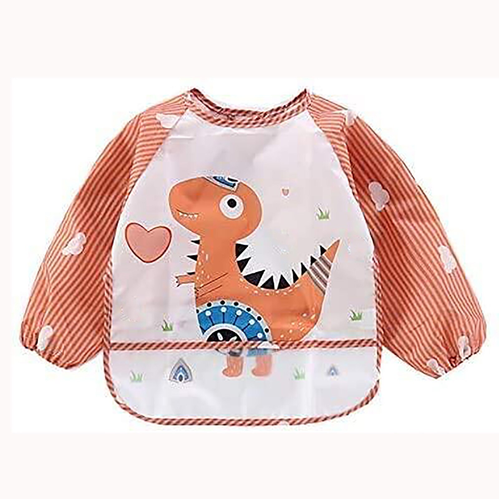 Bebê dos desenhos animados imprimir infantil criança bebê arroz roupas meninos meninas dos desenhos animados descartável impermeável manga longa listras bib invertido vestido