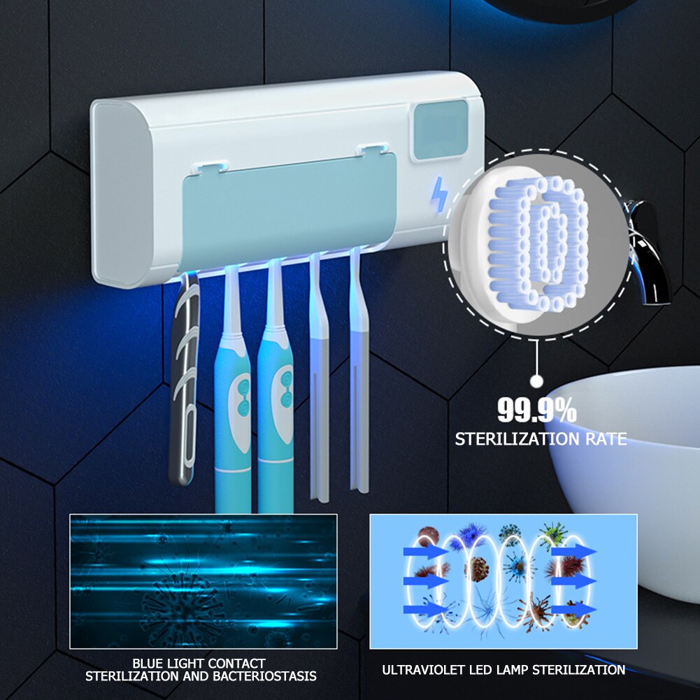 Désinfectant brosse à dents UV pas besoin de charger brosse nettoyage rangement salle de bain dentifrice distributeur porte désinfectant