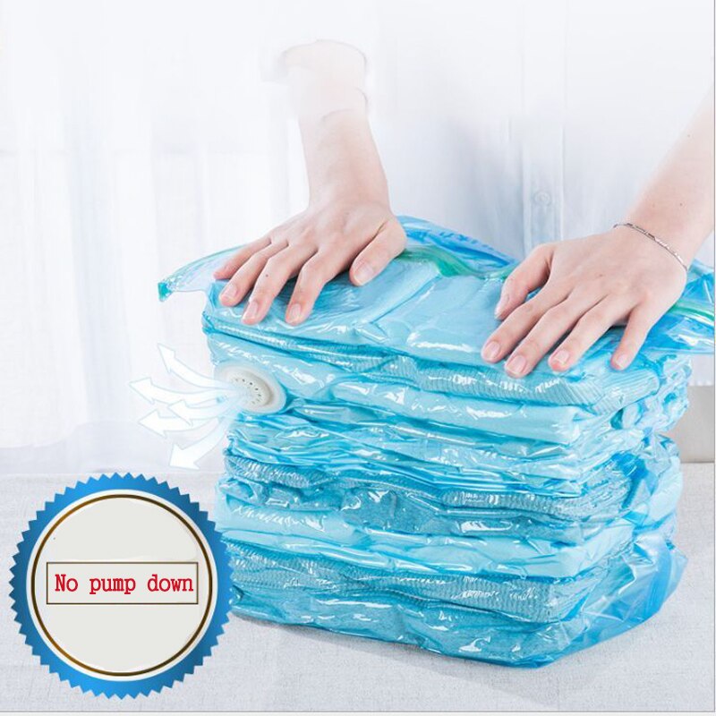 High Capacity Vacuum Compression Bag Free Pumping Clothes Quilt Shrinking Thickening Finishing Travel Storage Sealed Bag Blue