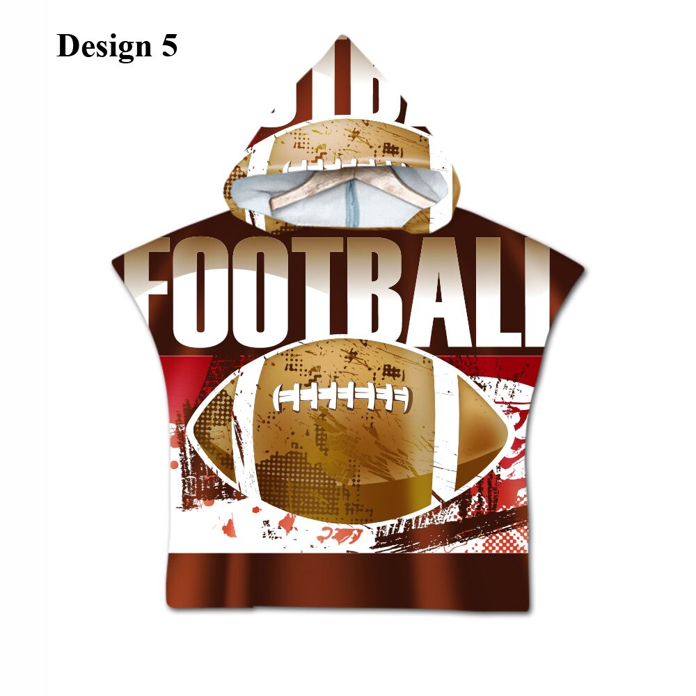 Novelty Sport American Football Rugby Baby Kids Kinderen Hooded Handdoek Zwembad Zwemmen Bad Strand Poncho Handdoek Cape: Design 5
