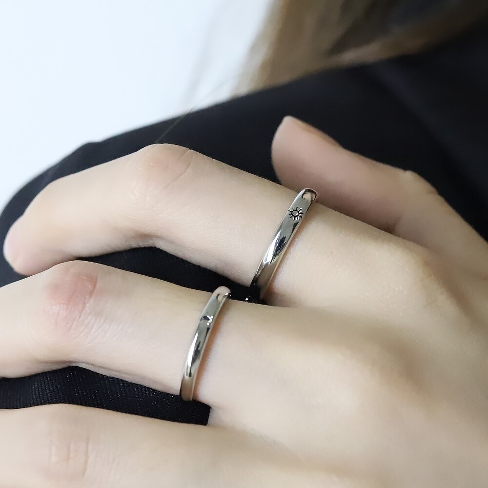 Zon Maan Ster Paar Vriendinnen Ring Mannen En Vrouwen Een Paar Eenvoudige Klassieke Student Koreaanse Paar Ring
