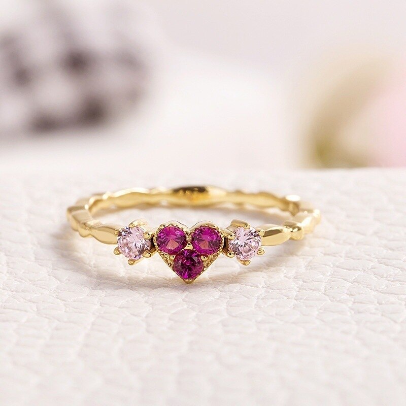 Goud Kleur Koperen Hartvormige Trouwringen Voor Vrouwen Leuke Cubic Zirconia Engagement Ring Sieraden Accessoires: 7
