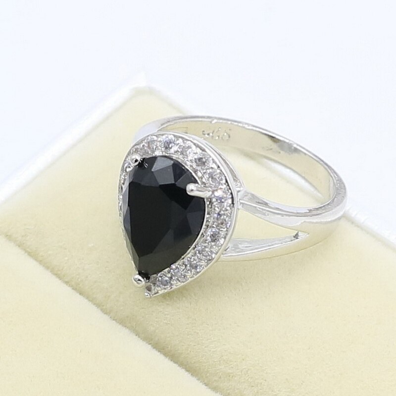 Water Black Topaz Green 925 Zilveren Ring Voor Vrouwen Bridal Sieraden Gratis
