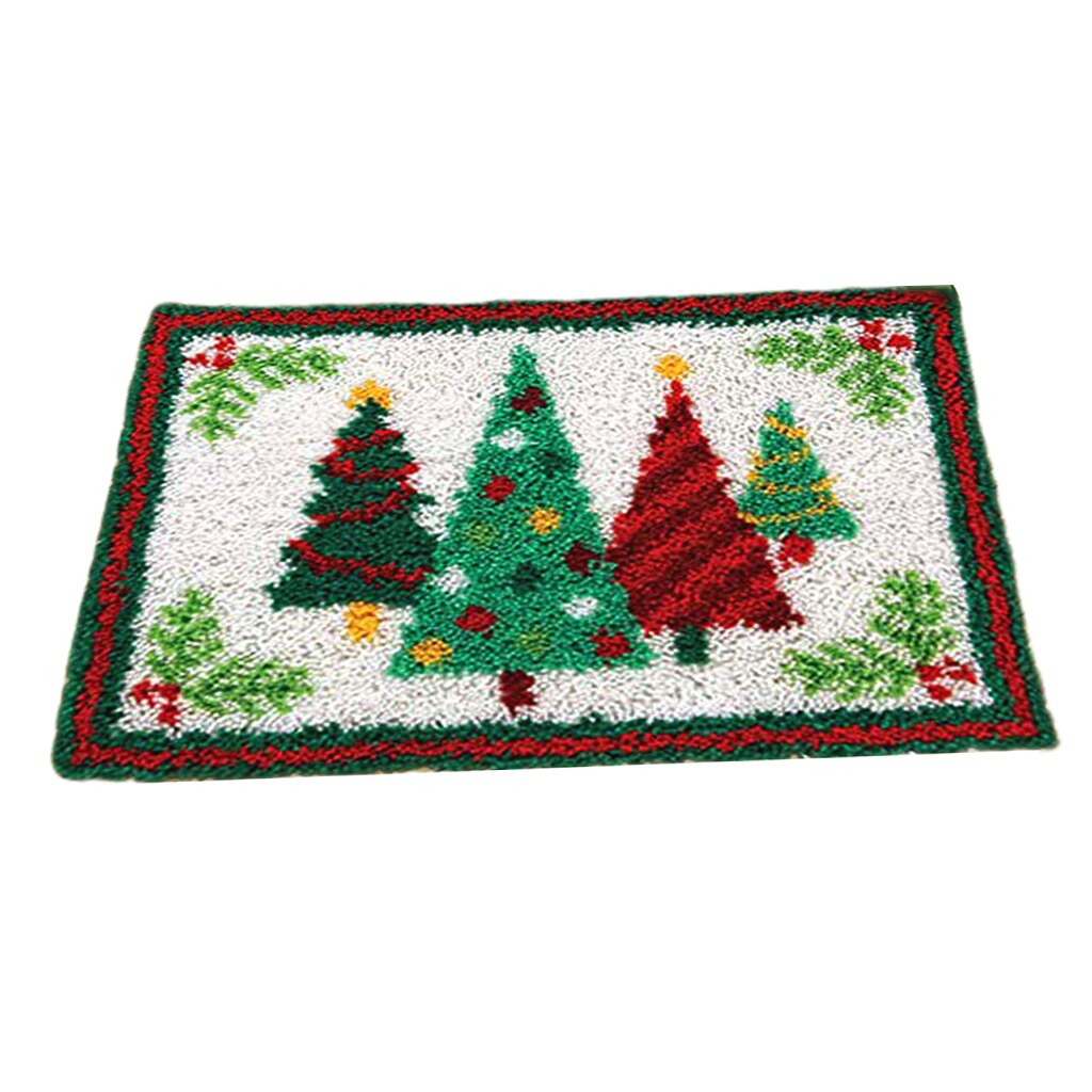 Christmas Latch Hook Kits Cushion Cover Rug Making Kits DIY for Kids/Adults with Printed Canvas Pattern 20