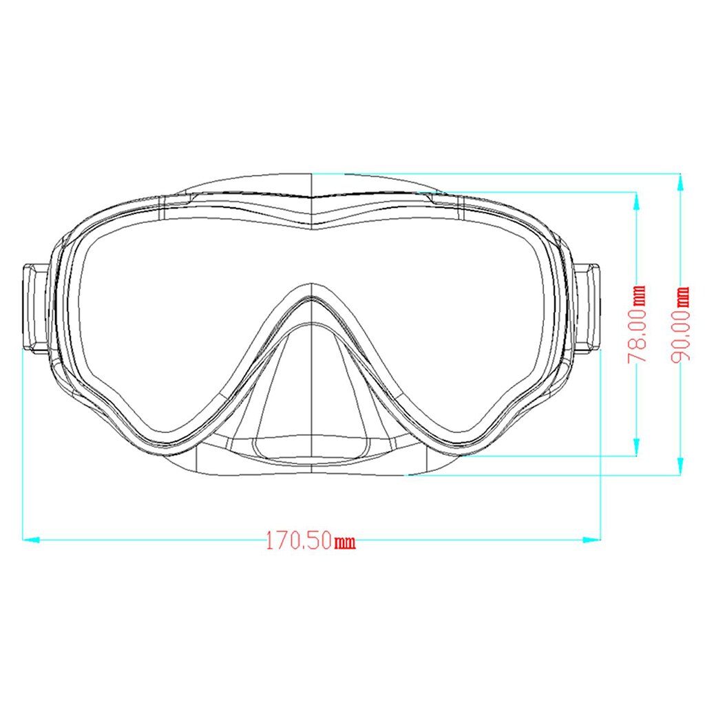 Maschera per immersioni subacquee nera rossa per giovani