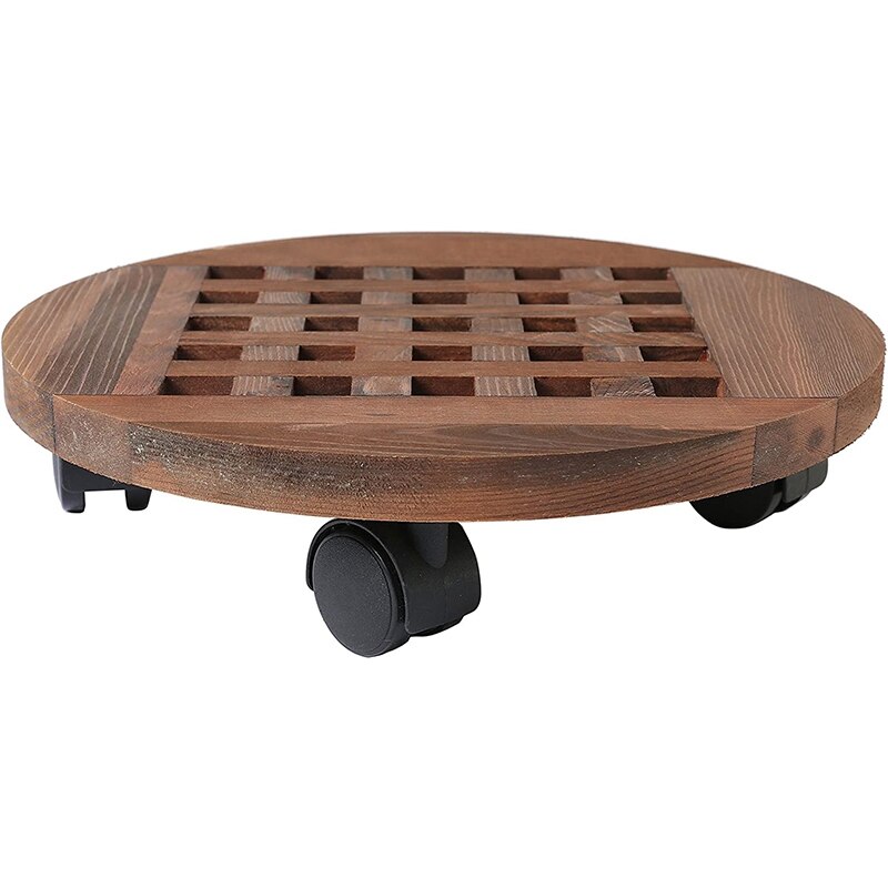 25cm Wood Flower Pot Removable Tray Plant Holder Stand Base with Wheels Planter Flowers Pot Mover Trolley Plate